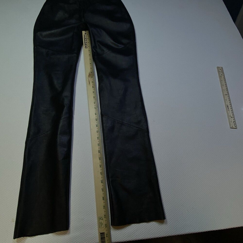 Vintage Wilson's Black Genuine Leather Pants Mid Rise Boot Cut Women's 8 - Picture 7 of 16